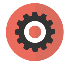 Icono engranaje rojo gestión de proyectos