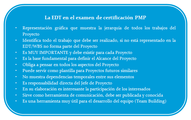 La EDT certificación PMP
